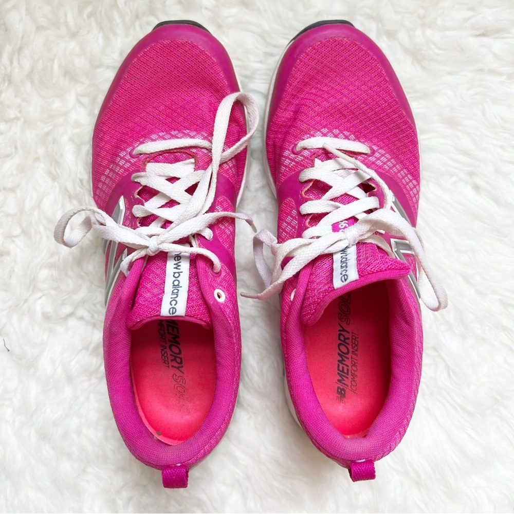 NEW BALANCE WOMEN'S PINK/WHITE COMFORT TRAINING SHOES WX668AA - Picture 2 of 7